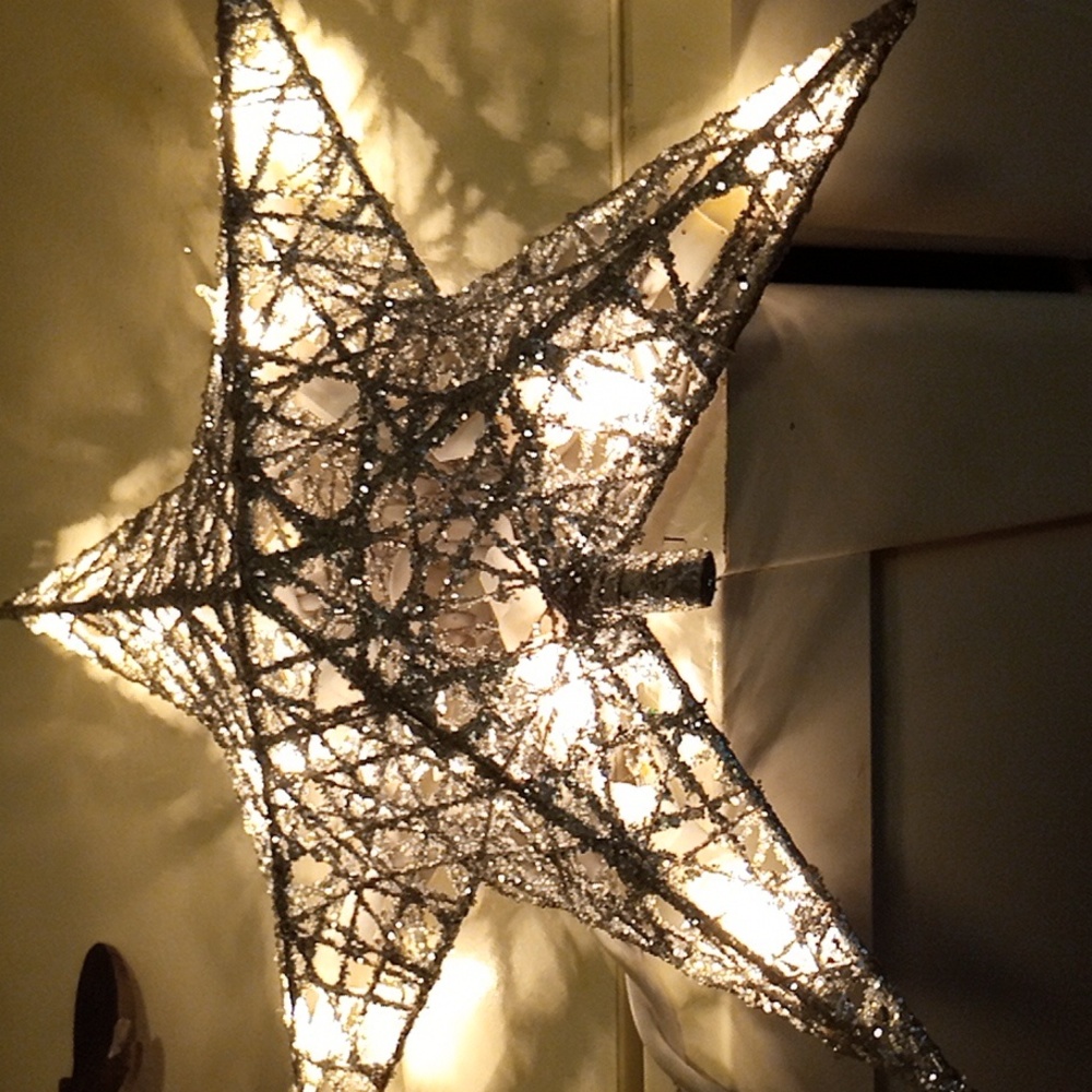 Set Of 2 Silver Star Tree Toppers